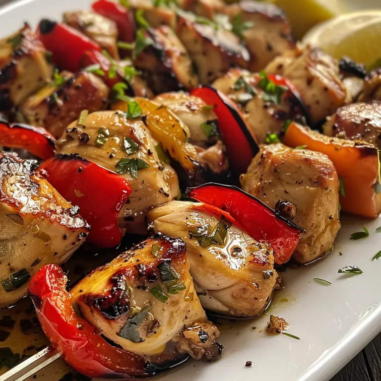 Brochetas coloridas de pollo y verduras acompañadas de lechuga.