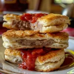 Galletas y salsa en un plato, destacando la jugosidad y el color.