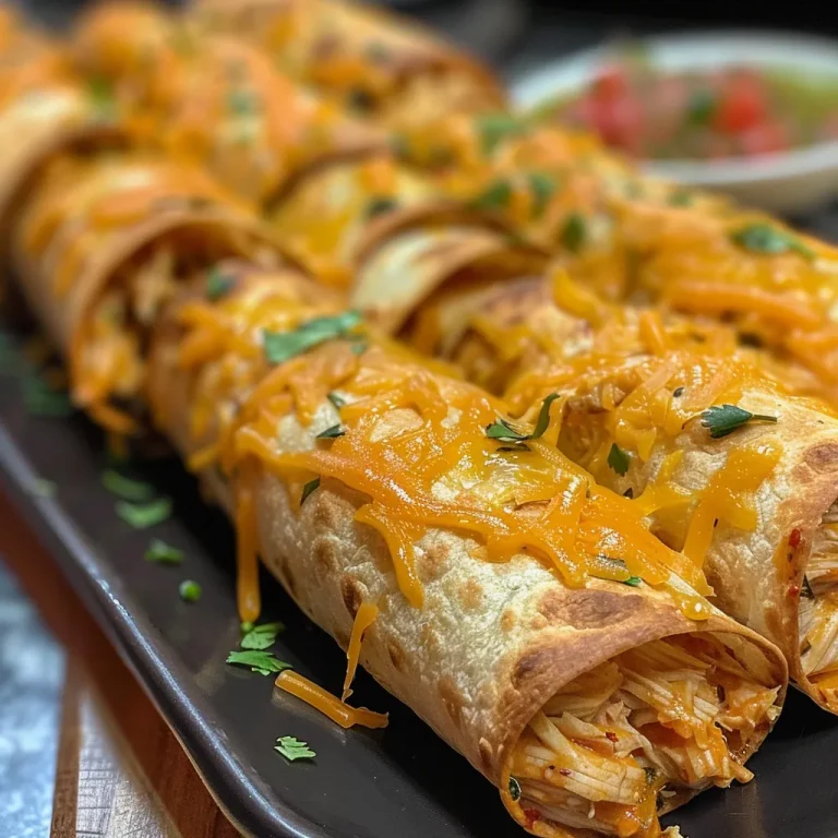 Juicy chicken taquitos served with sour cream and pico de gallo on the side.