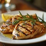 Pechugas de pollo doradas cocinadas al estilo a la plancha.