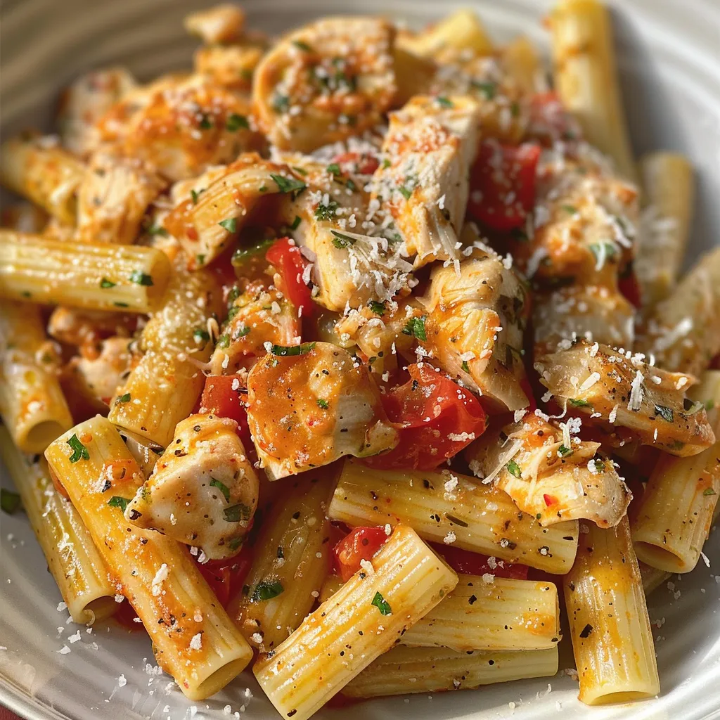 Tazón de pasta cremosa con ingredientes vibrantes y jugosos.
