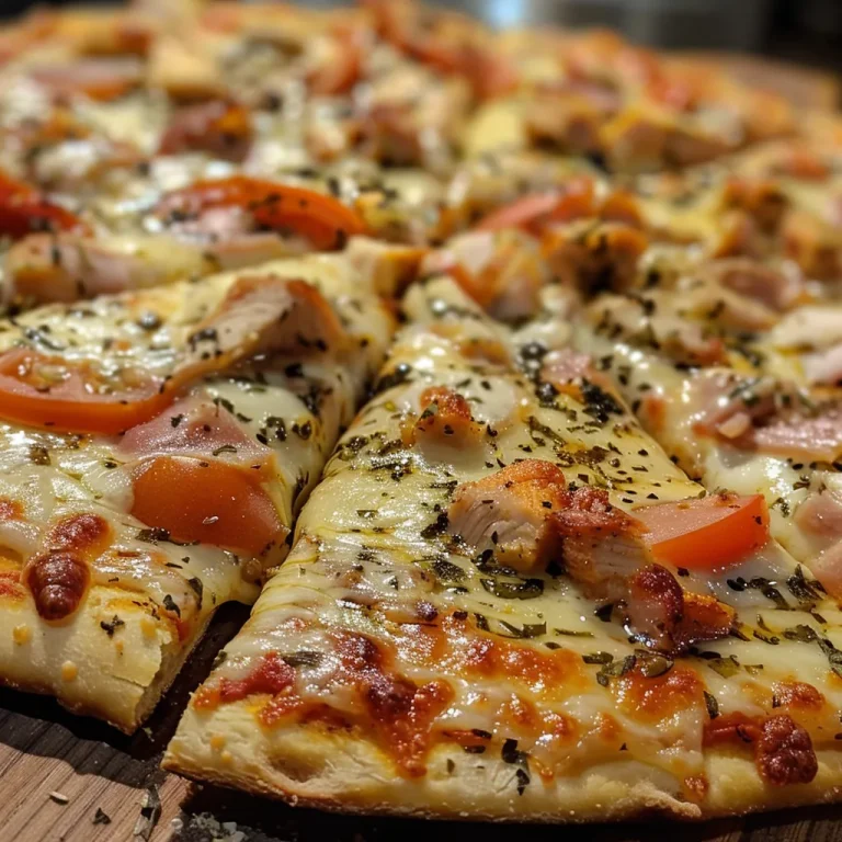 Pizza con base de pollo, adornada con rúcula y queso de cabra.