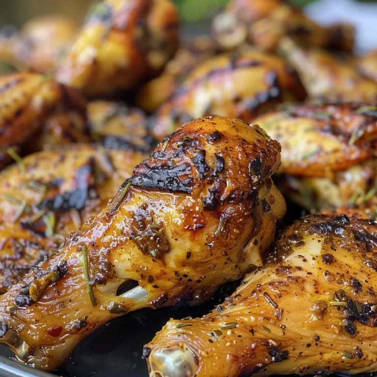 Pollo entero cocinándose a la parrilla con hierbas.