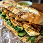 Sandwich de Pollo con lechuga, tomate y aguacate, capturado en detalle.