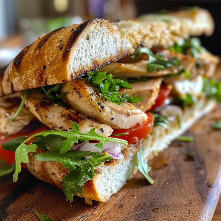 Sándwich de pollo a las finas hierbas con pan integral y queso en una mesa.