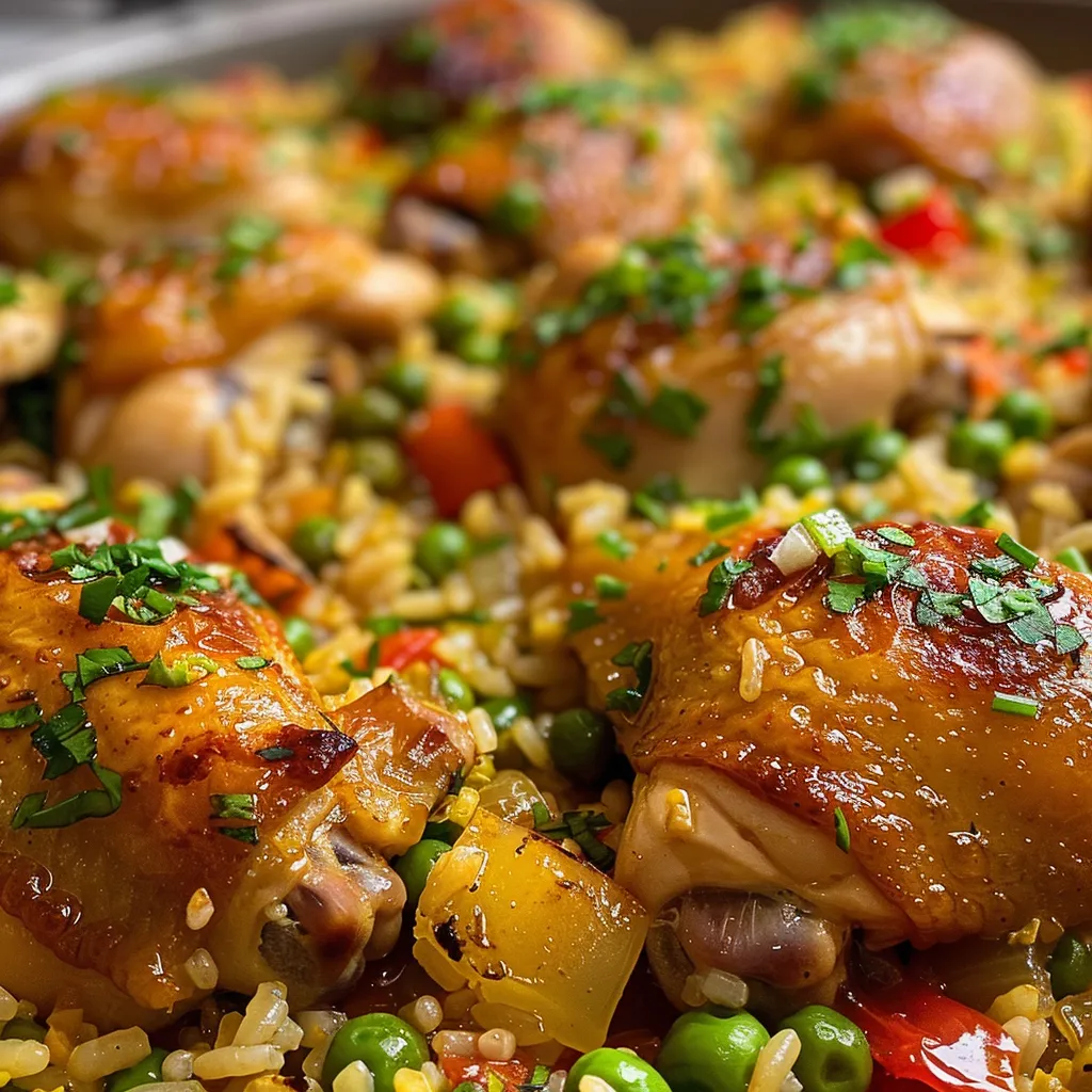 Imagen de un suculento Arroz con Pollo en una mesa.
