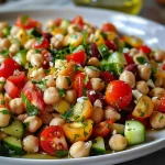 Vista lateral de ensalada mediterránea con pepino, aceitunas y pimiento.