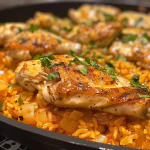 Imagen cercana de Pollo Cremoso Arroz servido en un plato, resaltando su textura.
