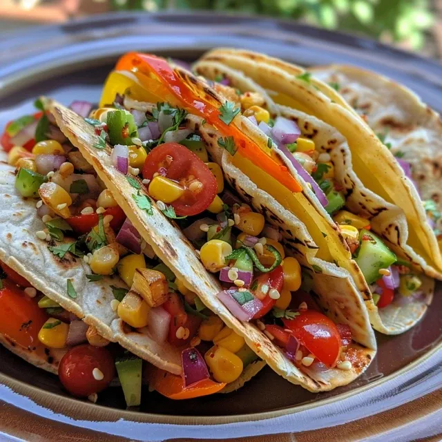Seitenansicht einer appetitlichen Mischung aus gerösteten Gemüse für Tacos.