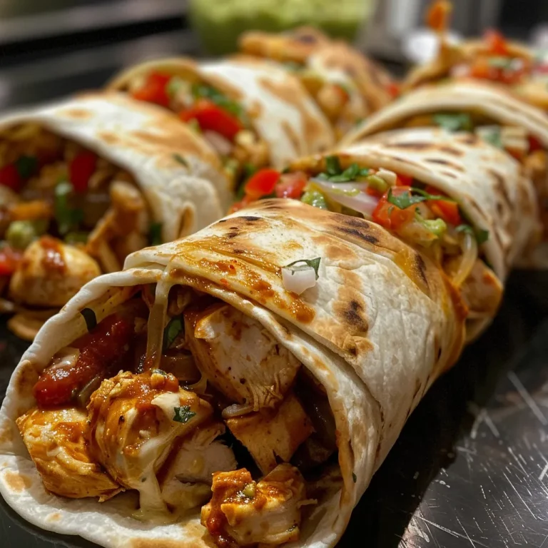 Primer plano de burritos de pollo con salsa guacamole.