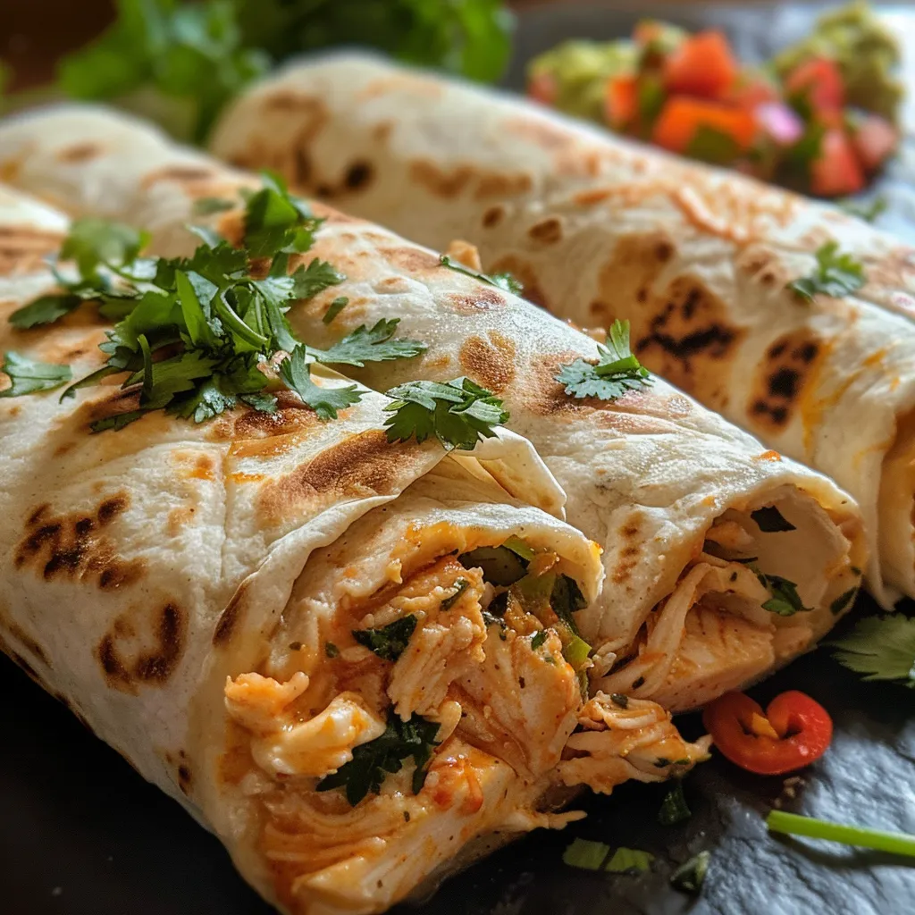 Deliciosos burritos de pollo servidos en un plato.