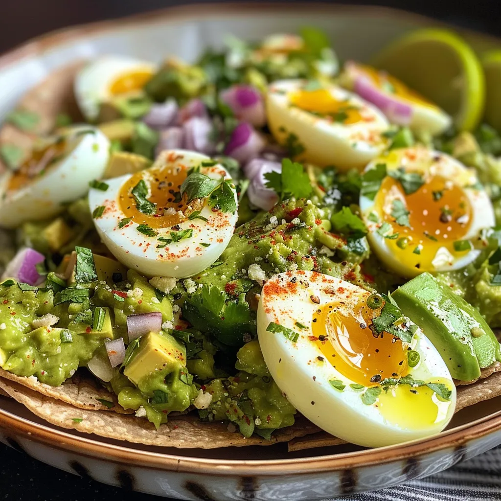 Frischer Avocado-Eiersalat in einer Weizentortilla präsentiert.