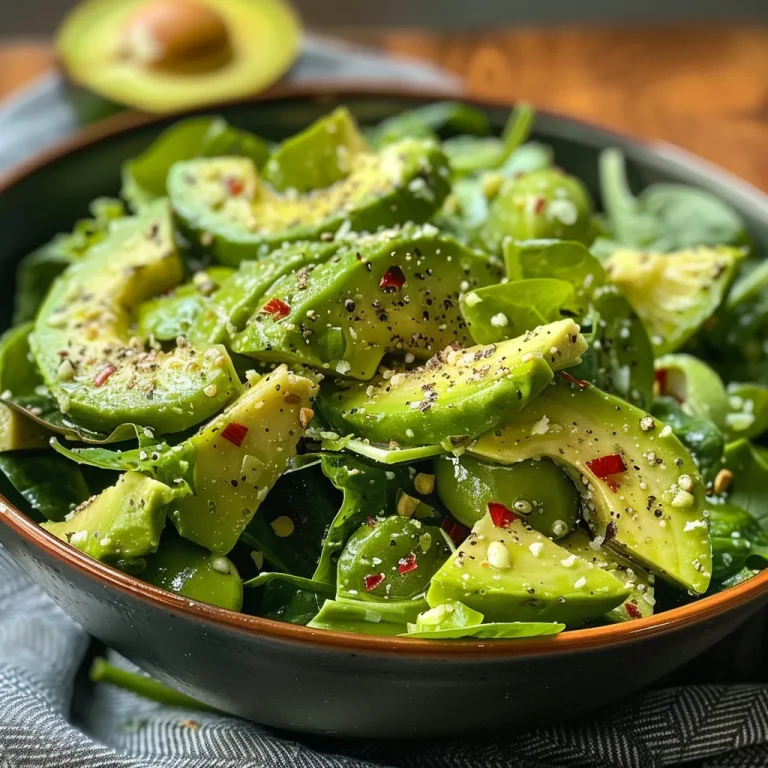 Ensalada verde con espinacas frescas, aguacate y semillas, vista lateral.