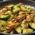Ensalada fresca de pollo con ingredientes coloridos en una mesa.
