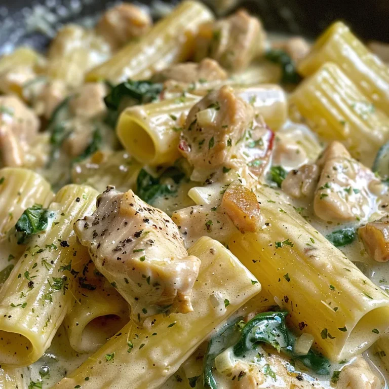 Porción de pasta cremosa con ingredientes frescos sobre una mesa.