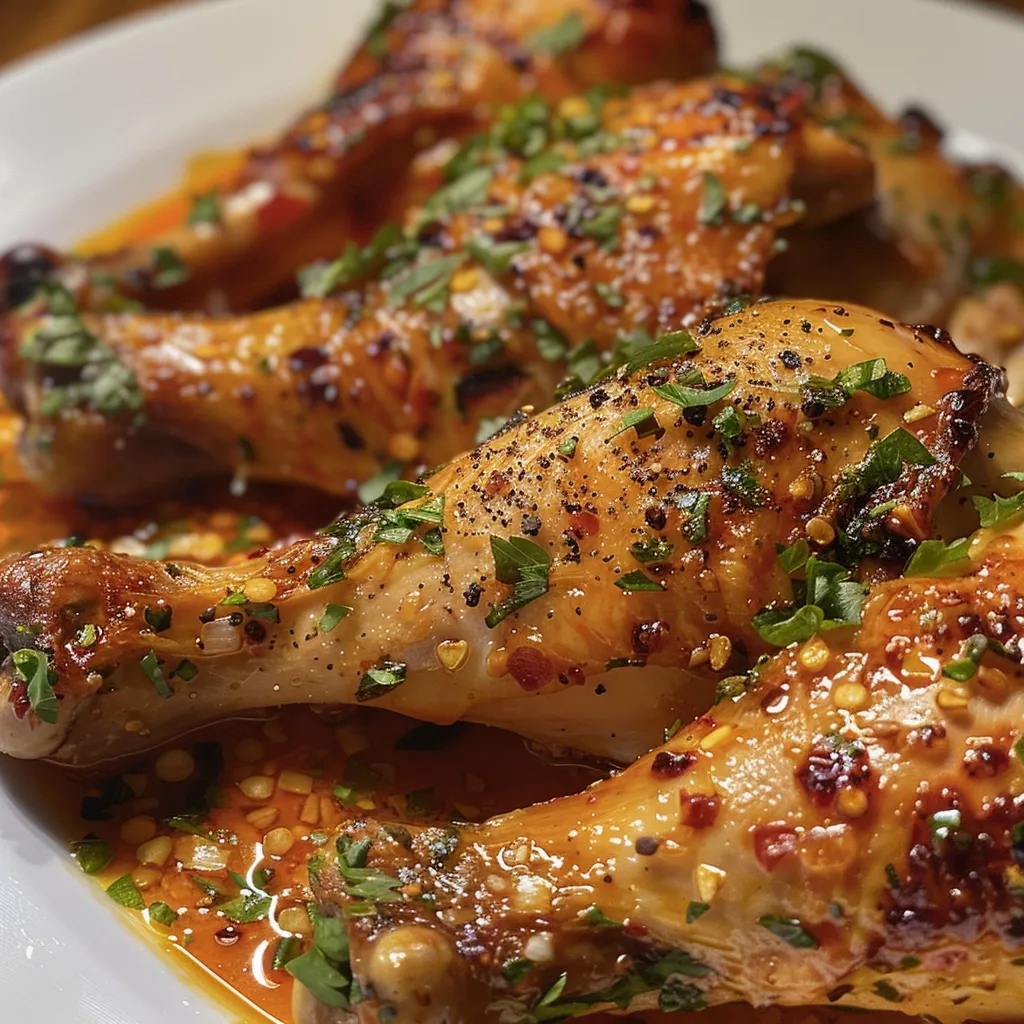 Pollo al horno aromatizado con especias cajún, listo para servir.