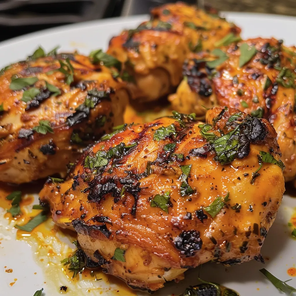 Placa de Pollo con orégano y crema de yogur mostrando su textura.