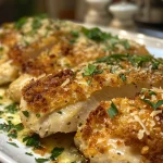 Pollo jugoso con salsa cremosa y queso parmesano.