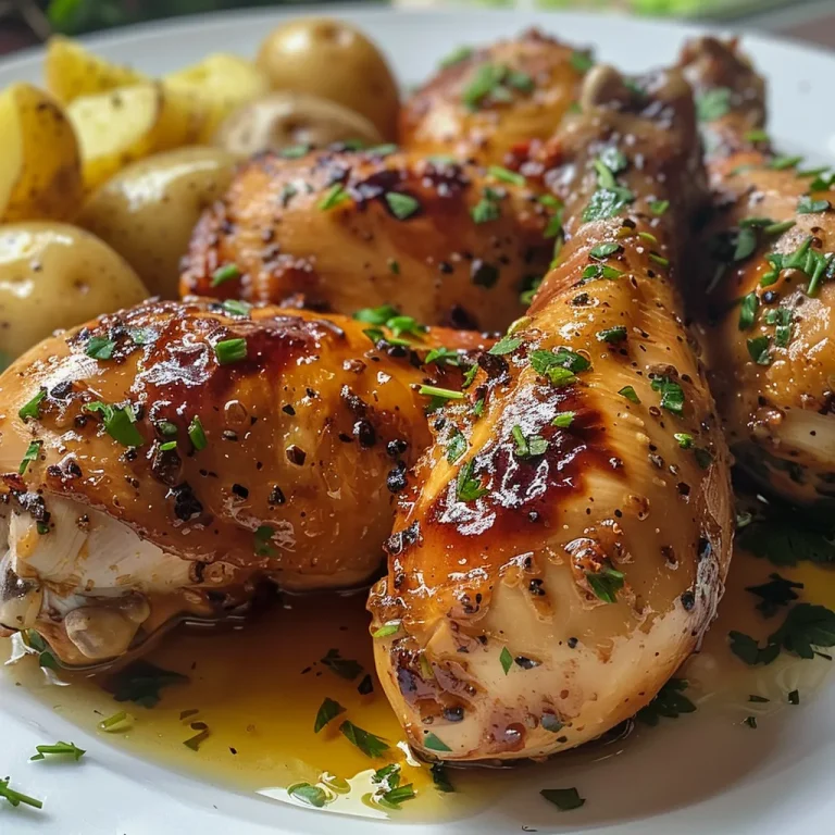 Primer plano de Pollo Hierbas Ajo jugoso y apetitoso.