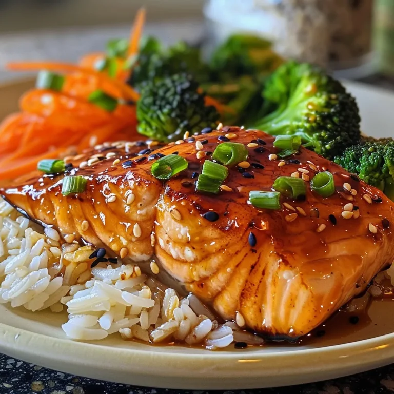 Tazón de arroz con salmón teriyaki, brócoli y zanahorias.