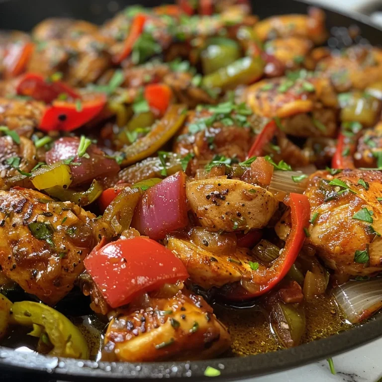Salteado de pollo con una mezcla vibrante de verduras en un plato.