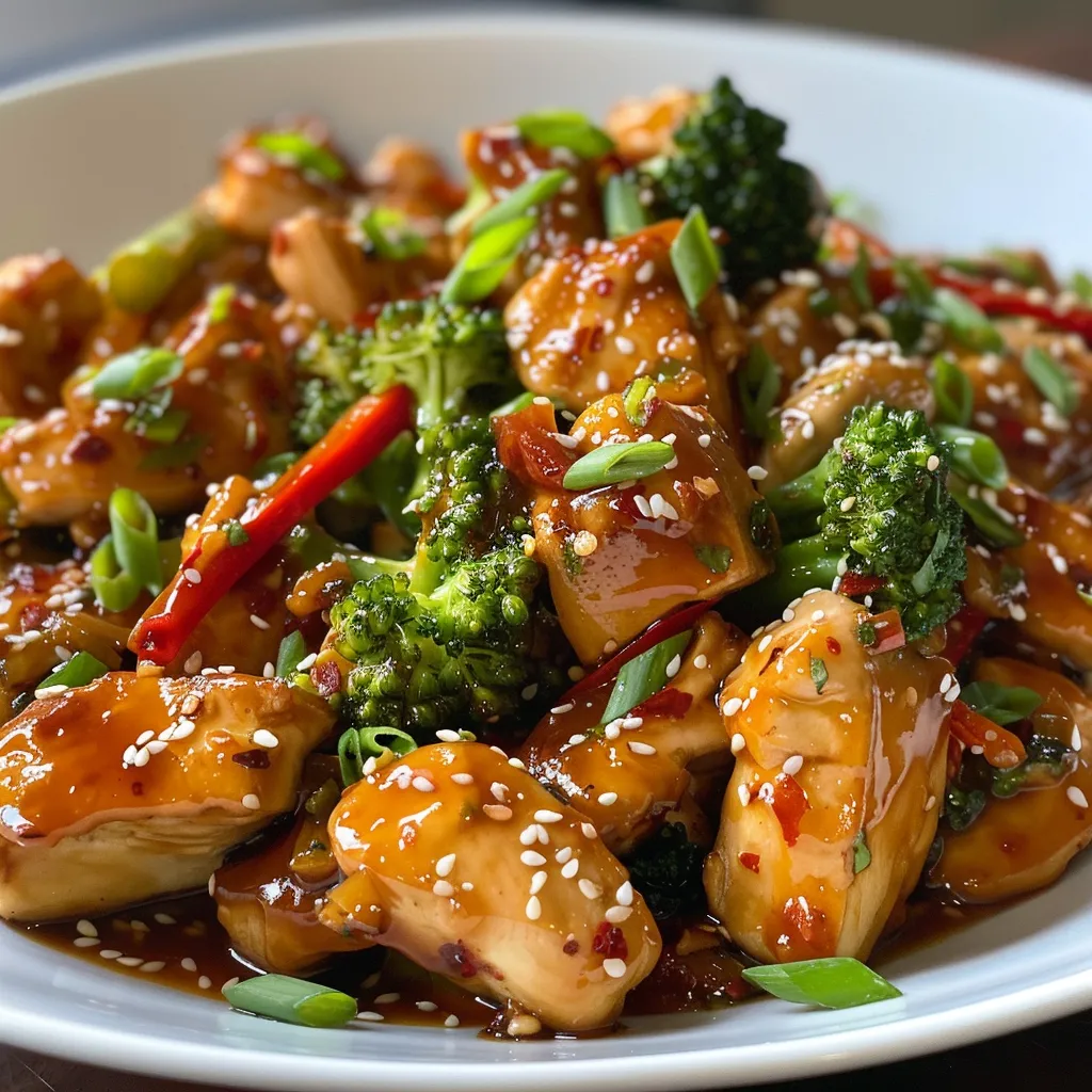 Tasty Salteado de Pollo Teriyaki featuring sliced chicken and fresh veggies.