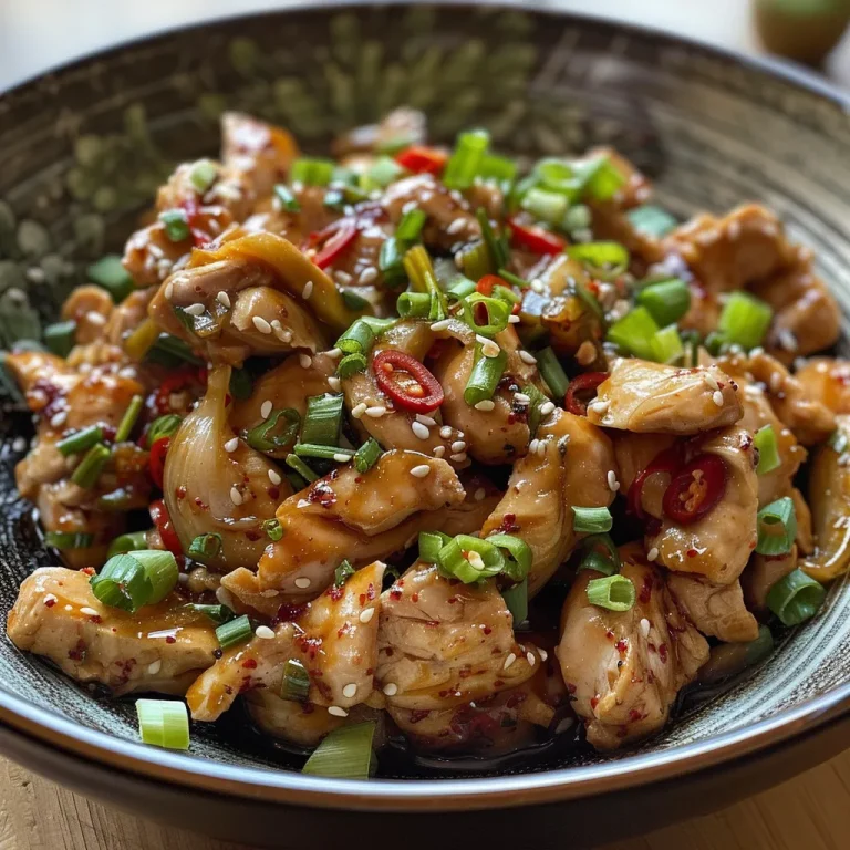 A detailed view of Salteado Picante de Pollo with broccoli and bell peppers on a plate.