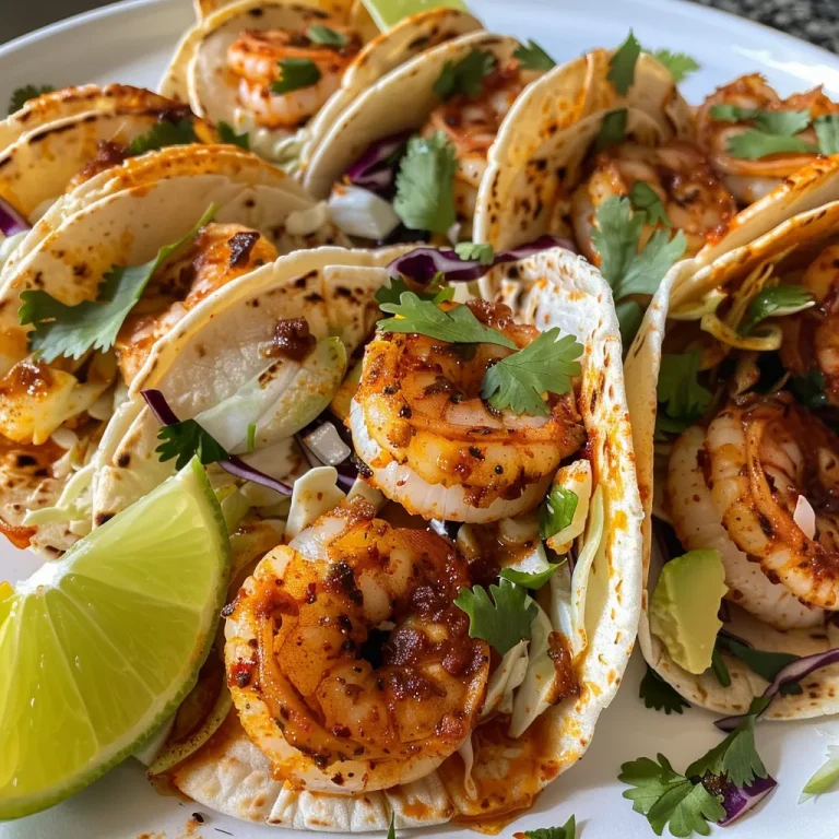 Tacos de Camarón Fáciles Una Fiesta de Sabores en tu Mesa Tacos de camarón con ingredientes frescos dispuestos en una mesa.