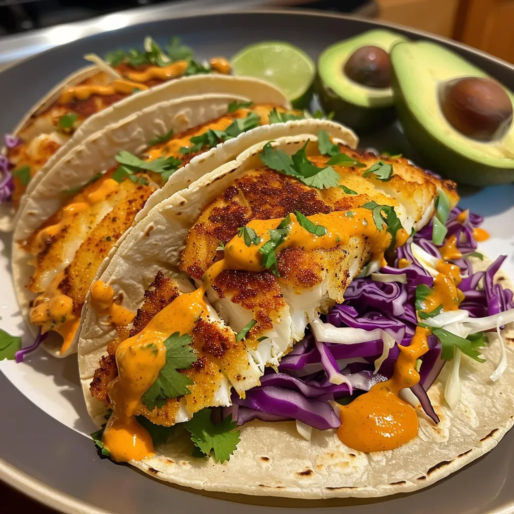 Primer plano de un tazón de tacos de pescado con ingredientes frescos.