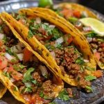 Nahaufnahme eines saftigen Tacos Lechuga Picantes mit köstlicher Füllung.