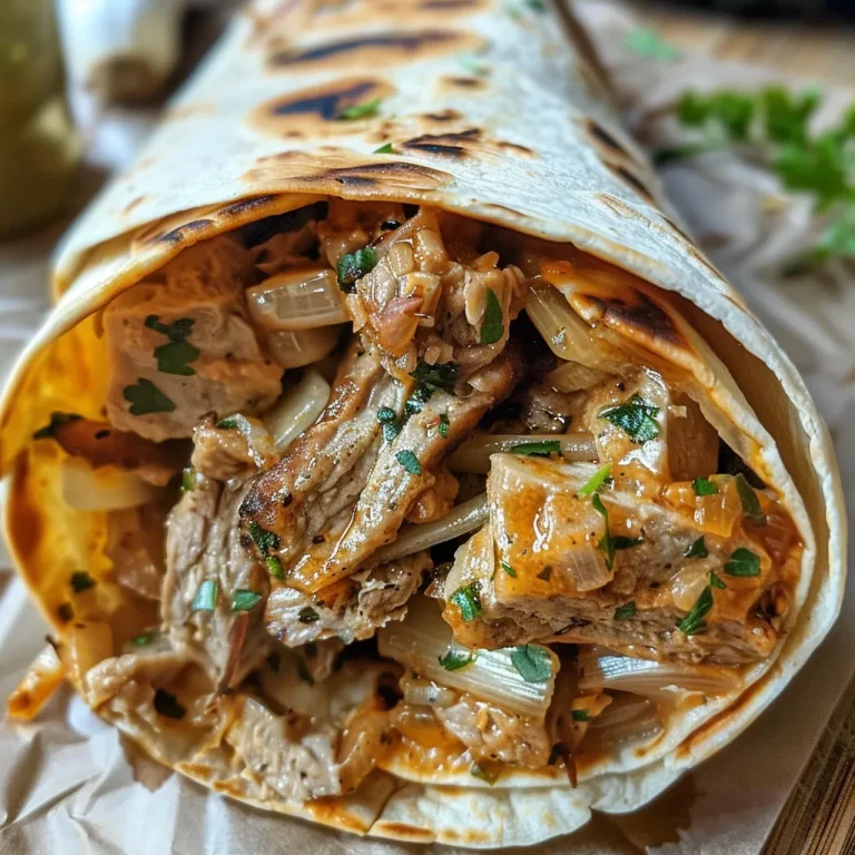 Wraps de Atún Saludables: Sabor y Frescura en Cada Bocado Nahaufnahme eines saftigen Wraps de Atún Saludable mit frischen Zutaten.