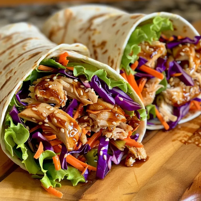 Un wrap de pollo teriyaki jugoso, cortado por la mitad, mostrando su relleno colorido.