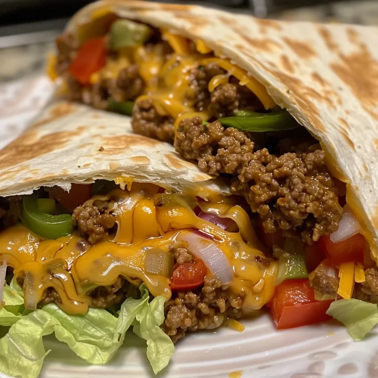 Un wrap de carne con queso nacho, lleno de ingredientes frescos.