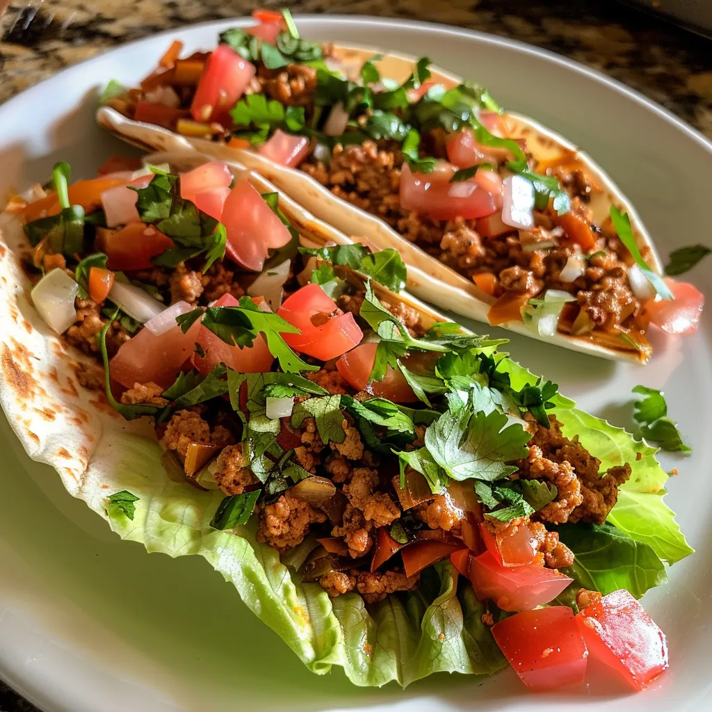 Enfoque en un wrap de lechuga lleno de pavo y tomate, capturado con un iPhone.
