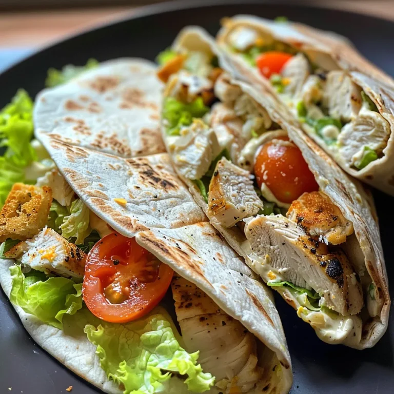Wraps de Pollo César con lechuga y tomates cherry.