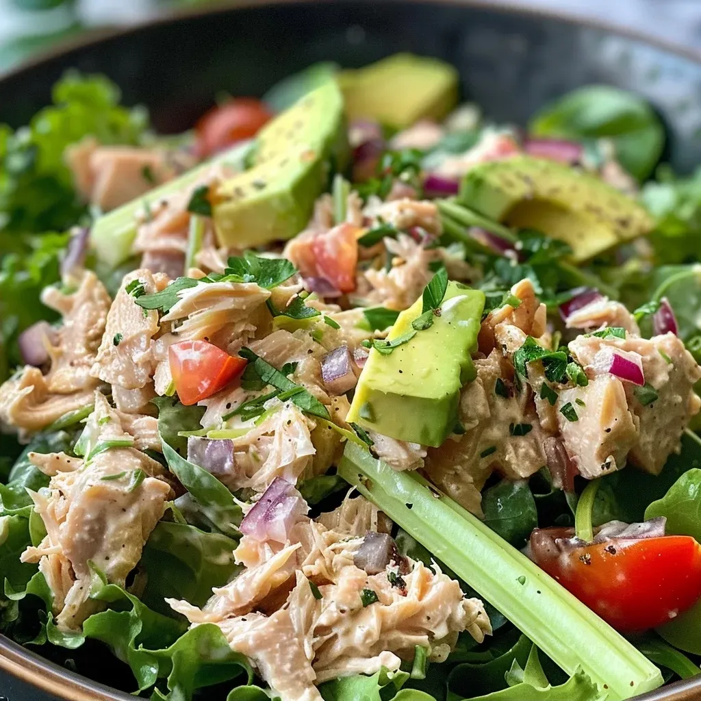 ['Ensalada de atún alta en proteínas enrollada en una tortilla de trigo integral.', 'Wrap de ensalada de atún con vegetales frescos y aguacate.', 'Vista lateral de un wrap de ensalada de atún listo para servir.', 'Tortilla rellena de ensalada de atún, yogur griego y verduras coloridas.']