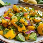 ['Ensalada de pepino, mango y zanahoria, llena de color y frescura.', 'Primer plano de una ensalada fresca con pepino, mango y zanahoria.', 'Ensalada vibrante de rodajas de pepino, cubos de mango y zanahoria rallada.', 'Vista lateral de una ensalada colorida con ingredientes frescos.']