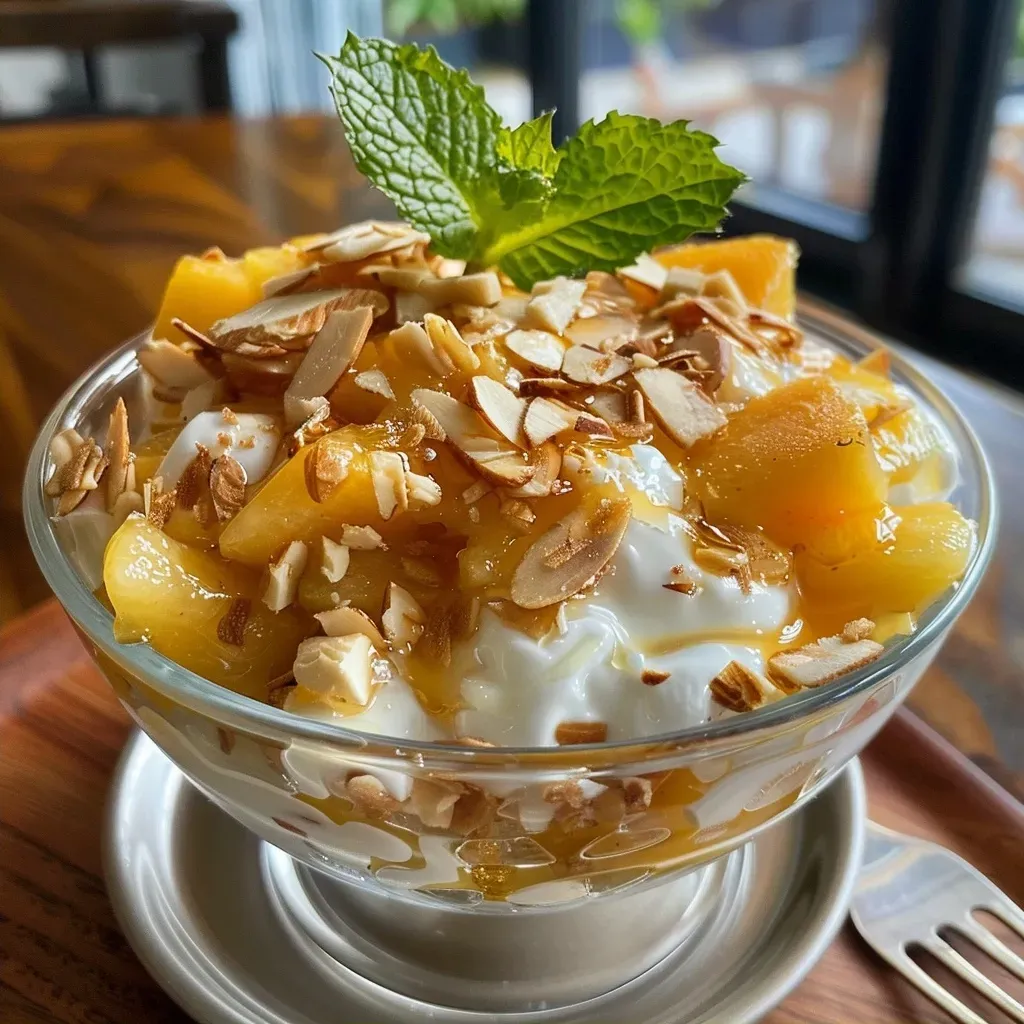 ['Parfait de mango con capas de yogur y granola.', 'Mango Parfait en un vaso transparente con ingredientes visibles.', 'Primer plano de un Mango Parfait con frescura y color vibrante.', 'Mango Parfait servido con frutas y granola, decorado con menta.']