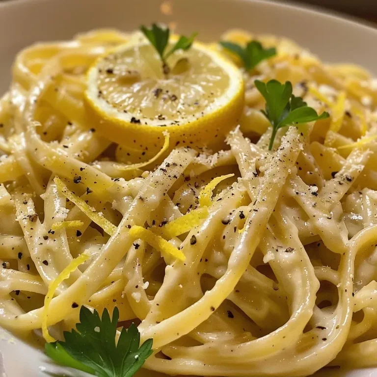 ['Pasta cremosa de limón con decoración de queso y pimienta.', 'Plato de pasta con salsa cremosa de limón y especias.', 'Close up de pasta con crema de limón y queso parmesano.', 'Vista lateral de pasta deliciosa y jugosa con limón.']