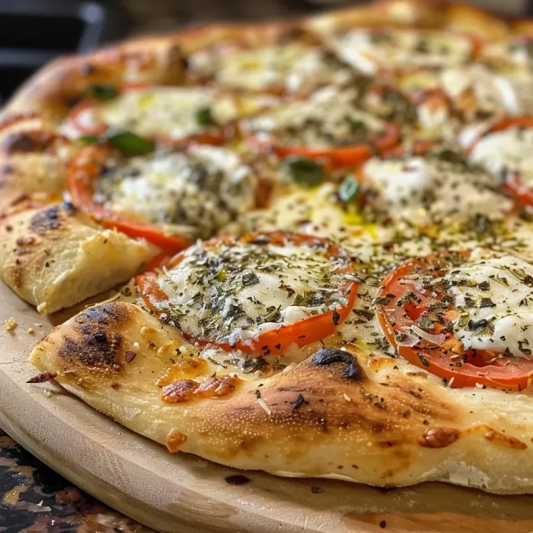 ['Pizza de hierbas y ajo con ingredientes frescos al fondo.', 'Primer plano de una pizza de hierbas y ajo recién horneada.', 'Deliciosa pizza de hierbas y ajo con queso y especias.', 'Vista lateral de una pizza de hierbas y ajo con toppings frescos.']
