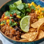 ['Tazón de quinoa con frijoles negros y salsa.', 'Primer plano de un tazón de quinoa con ingredientes frescos.', 'Tazón de quinoa en microondas con frijoles y maíz.', 'Plato colorido de quinoa con verduras y salsa.']