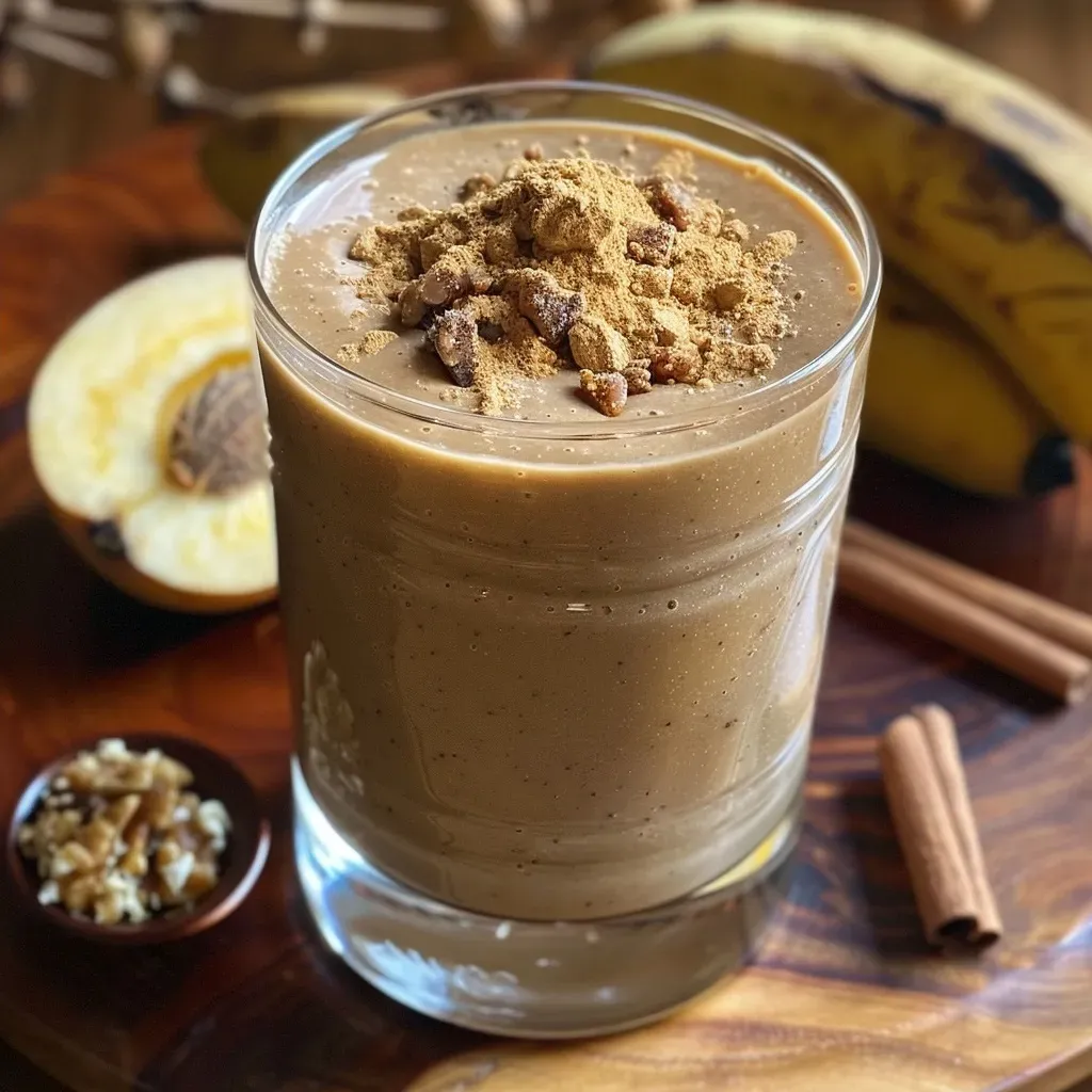 ['Smoothie de pera, maca y canela en vaso transparente.', 'Primer plano de un smoothie cremoso de pera y especias.', 'Bebida saludable de pera, maca y canela en un fondo neutro.', 'Smoothie colorido con ingredientes frescos al lado.']