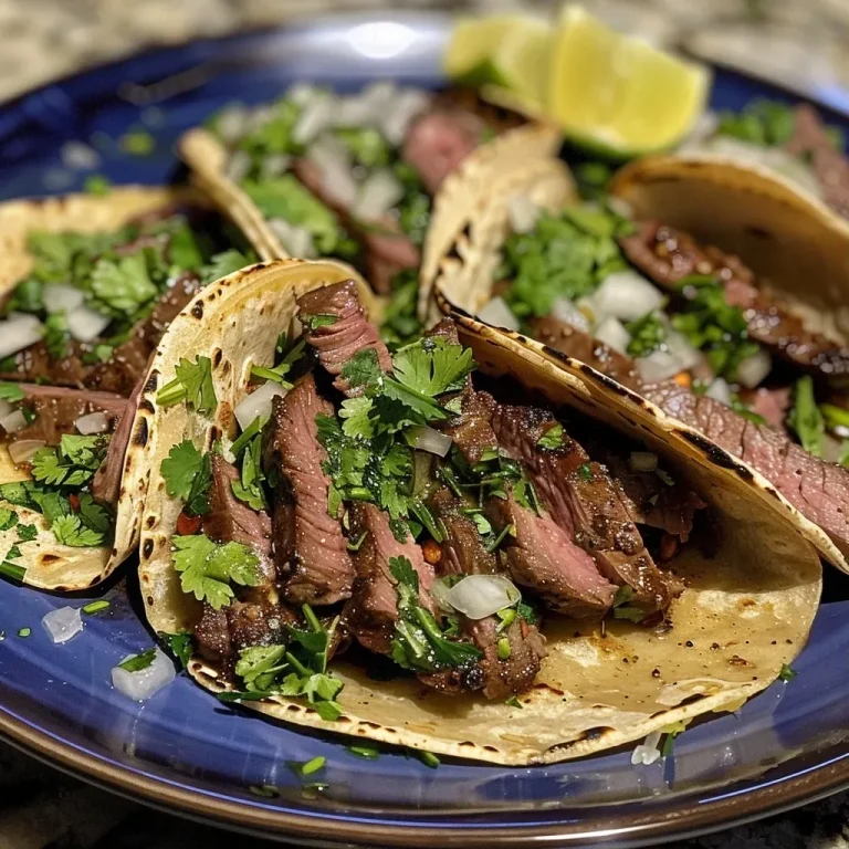 ['Tacos de Bistec jugosos con cilantro y cebolla.', 'Platos de Tacos de Bistec listos para servir.', 'Primer plano de Tacos de Bistec con salsa.', 'Tacos de Bistec con ingredientes frescos al lado.']