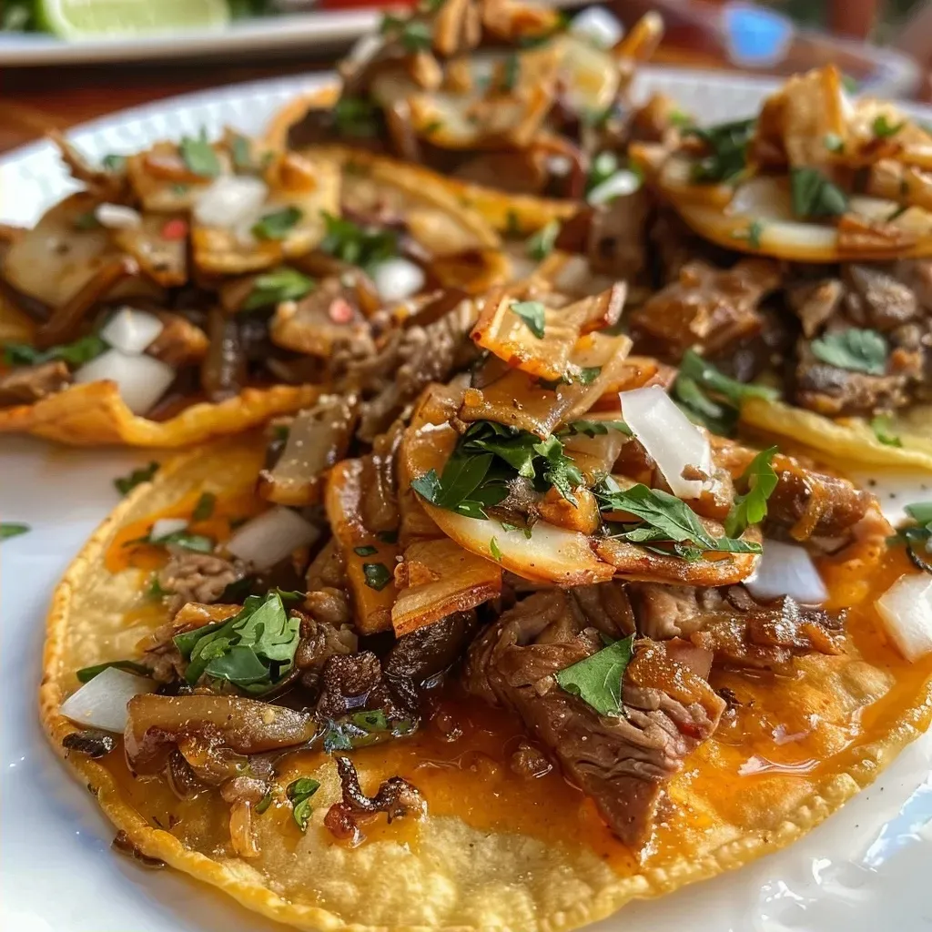 ['Tostadas con rulo de cabra y cebolla caramelizada en un plato.', 'Primer plano de tostadas de pan con queso de cabra y nueces.', 'Tostadas gourmet con rulo de cabra y cebolla caramelizada.', 'Deliciosas tostadas de rulo de cabra acompañadas de cebolla caramelizada.']