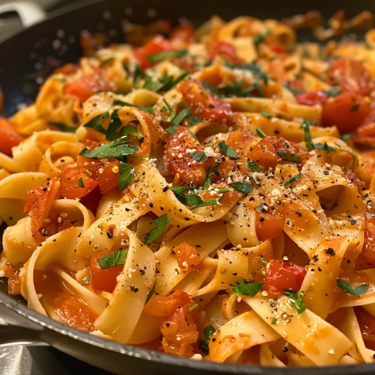 ['Pasta al horno con ajo y tomate, vista lateral.', 'Primer plano de un plato de pasta con tomates y ajo.', 'Pasta con ajo y tomates asados, presentada en un plato.', 'Fettuccini con ajo y tomate, con textura jugosa.']