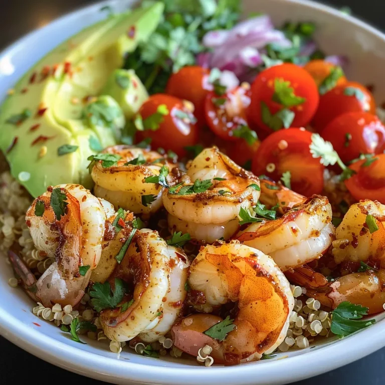 ['Tazón de quinoa con camarones y vegetales frescos.', 'Plato de quinoa acompañado de camarones, aguacate y tomates.', 'Quinoa Bowl con camarones, listo para disfrutar.', 'Ensalada de quinoa con camarones, ideal para una comida saludable.']