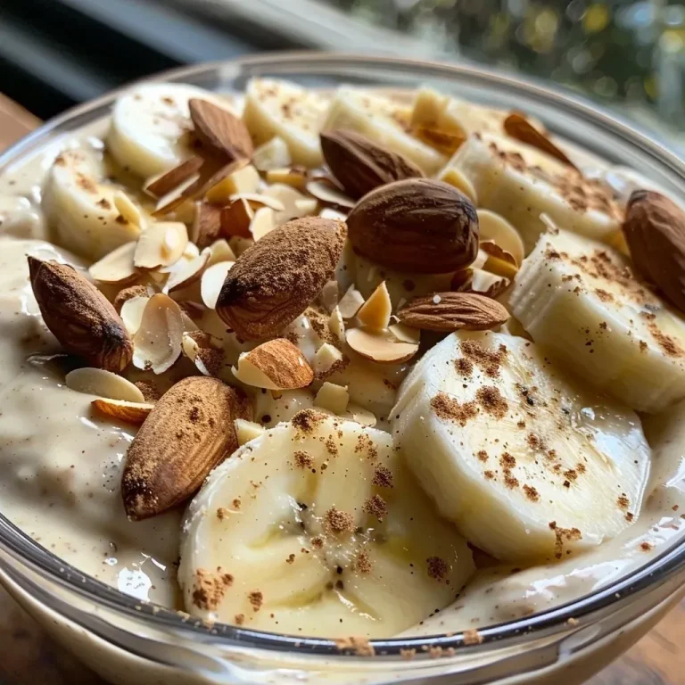 ['Tazón de yogur con rodajas de banana y almendras.', 'Yogur acompañado de banana y almendras en un plato.', 'Detalle de yogur, plátano y almendras en un vaso.', 'Mezcla de yogur, banana y almendras en primer plano.']