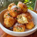 ['Buñuelos de coliflor con queso al horno, dorados y apetitosos.', 'Detalle de buñuelos de coliflor recién horneados con queso.', 'Deliciosos buñuelos de coliflor con un toque dorado y queso.', 'Vista lateral de buñuelos de coliflor al horno, crujientes y sabrosos.']
