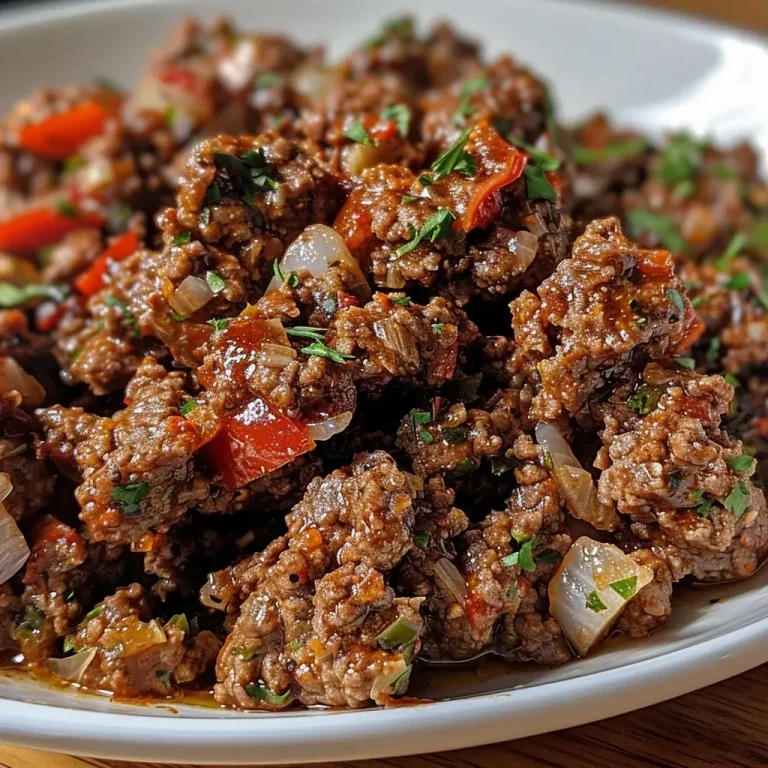 ['Carne molida perfectamente dorada en freidora de aire.', 'Vista lateral de carne molida cocinada al aire.', 'Jugosa carne molida sazonada, cocinada en freidora de aire.', 'Detalle de carne molida al aire con especias visibles.']