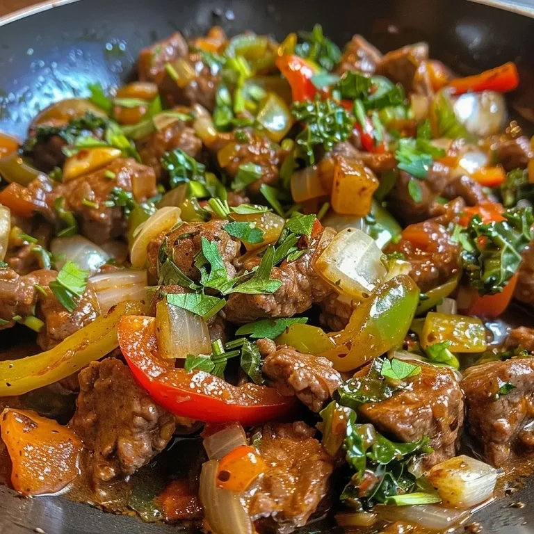 ['Carne molida y col rizada salteada en un plato.', 'Primer plano de carne molida con kale salteado.', 'Plato de carne molida con col rizada y pimientos.', 'Salteado de carne y col rizada en vista lateral.']